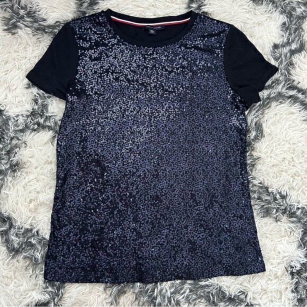 Tommy Hilfiger Sequin Front T-Shirt Top (c)
